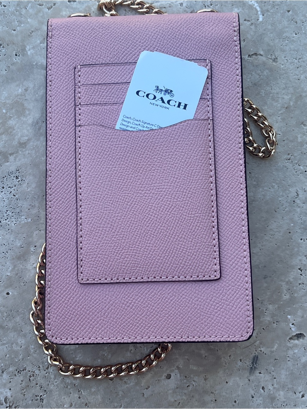 COACH Pink Crossbody Phone Bag with Gold Chain and Card Slots - Picture 7 of 13